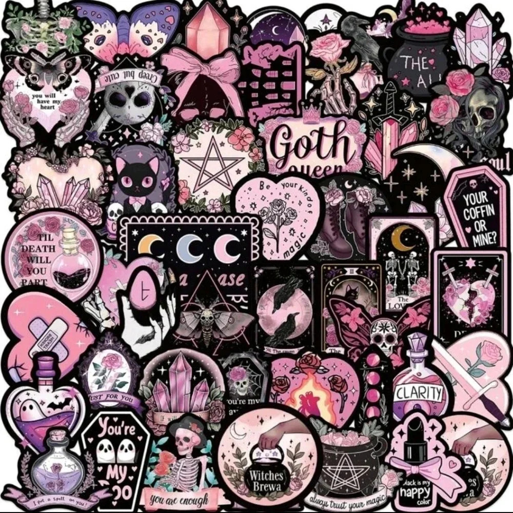 50 pc Cute Gothic Style Halloween stickers vinyl women's girls pink accessories